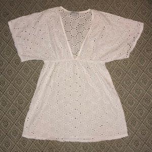 White eyelet beach cover up